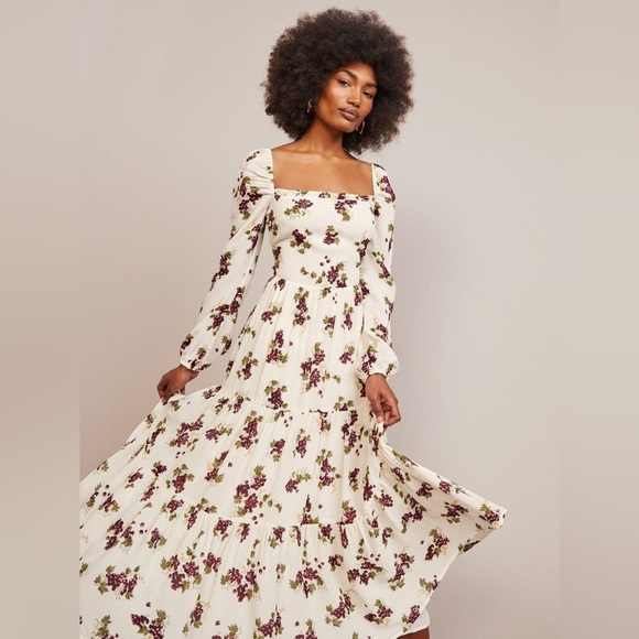 Reformation Dresses & Skirts - Nwot Reformation Kellie Midi Dress, Long Sleeve, Grapevine